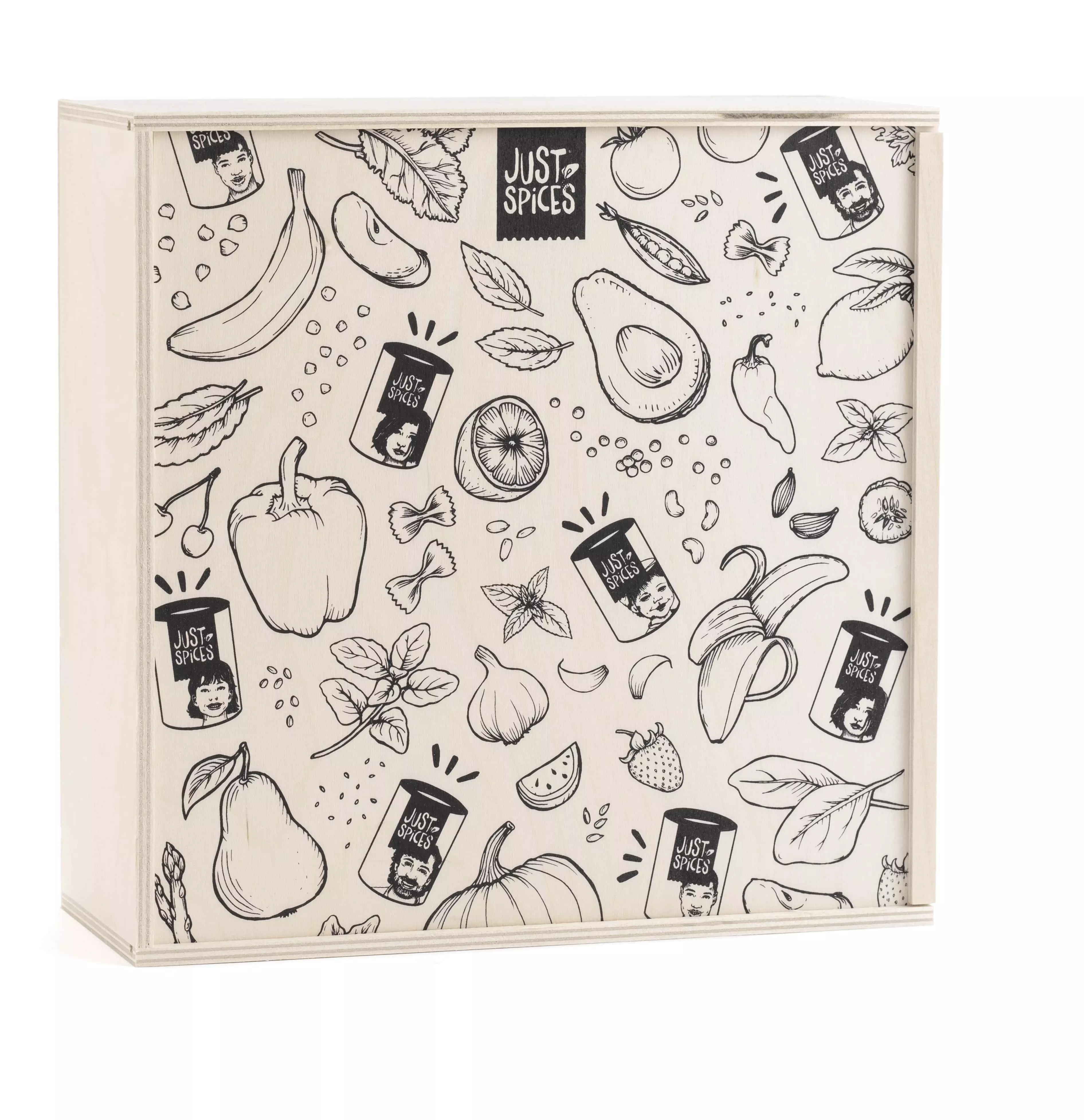 Just Spices - Große Holzbox: 16 Gewürze