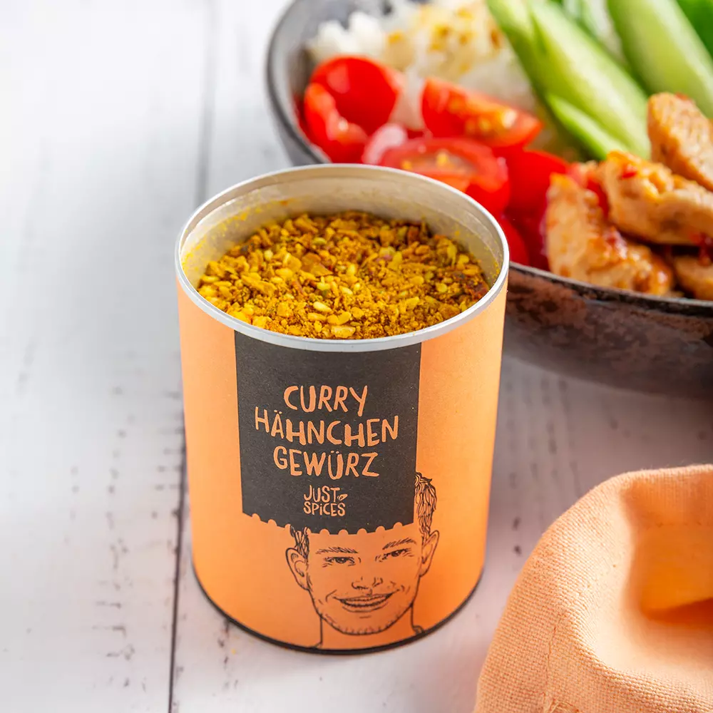 Just Spices - Curry Hähnchen Gewürz -  - Reisbowl mit Hähnchen
