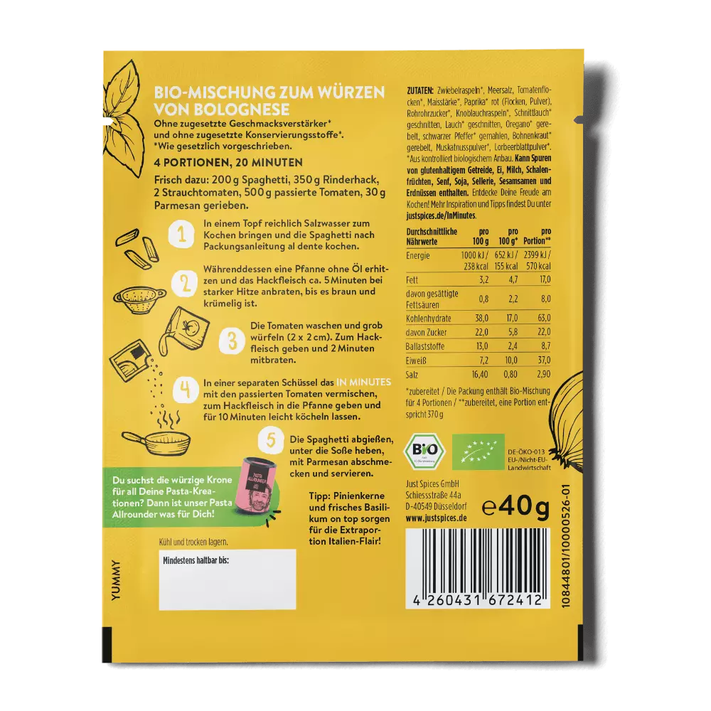 Just Spices - Bio Klassische Spaghetti Bolo 